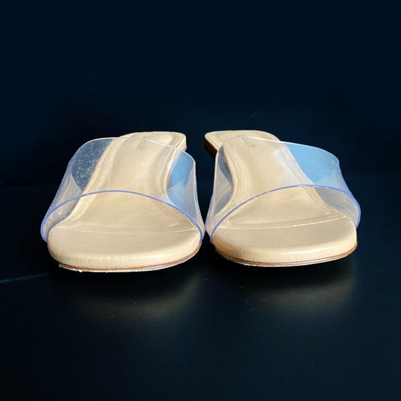Larroude Vivi Clear Lucite Tan Leather Kitten Heel Mules Size 7.5 (Ret. $290) - Picture 7 of 9